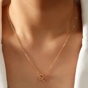 Elegante goldene Sternzeichen Löwe Anhänger Halskette mit filigraner Kette für Damen Mode.