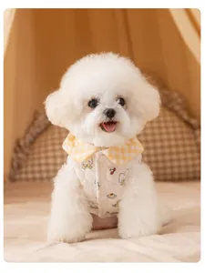 Chaleco para perro cálido y grueso con cuello de cuadros, ropa de invierno para perros pequeños.