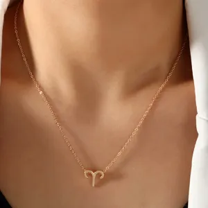Minimalistische goldfarbene Widder Sternzeichen Anhänger Halskette für Damen, Schmuck.