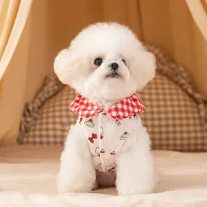 Chaleco Acolchado de Algodón para Mascotas Lindo Cuello a Cuadros Ropa Cálida para Perros Invierno Cachorros Abrigo