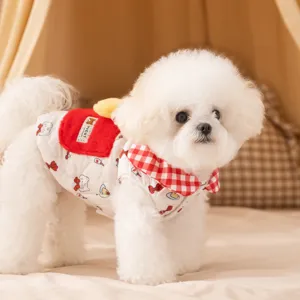 Chaleco cálido para mascotas perros pequeños invierno forro polar cuello a cuadros ropa para cachorros