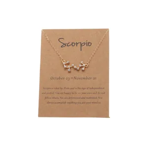 Goldene Skorpion Sternzeichen Strass Schlüsselbein Halskette mit schöner Display Karte Mode.