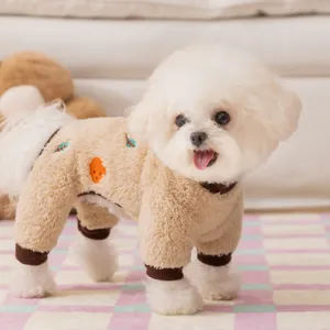 Cómodo mono de vellón de cuatro patas para perros pequeños, ropa de invierno cálida.