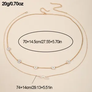 Doppellagige Gänseblümchen Perle Taillenkette Gold Bauchkette Sommer Strand Schmuck Damen
