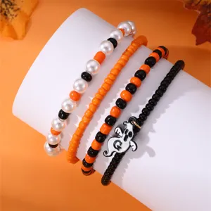 Set di bracciali con perline di Halloween con ciondolo fantasma perle e perline arancioni.