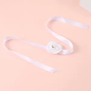 Witte stoffen bloem armband met lint voor bruiloft bruidsmeisje feest elegant accessoire
