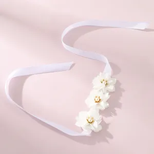 Bruid pols bloem huwelijk corsage witte lint parel bloemige accessoire mooi elegante