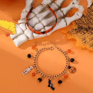 Set di braccialetti di Halloween con ciondoli teschio zucca pipistrello e cinturino.