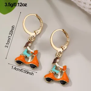 Boucles d'oreilles pendantes scooter émail rétro femme bijoux alliage mode tendance