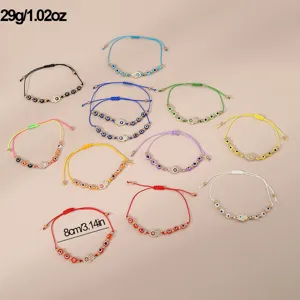 Hamsa Hand Böses Auge Perlen geflochtenes Armband Set modischer Schmuck für Frauen