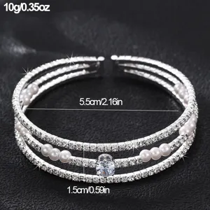 Mehrschichtiges Strass Perlen Offenes Armband Europäische Mode Schmuck Detail Ansicht