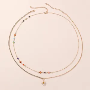 Elegante mehrlagige Strass Gänseblümchen Taillenkette, schicker Sommer Strand Körperschmuck.
