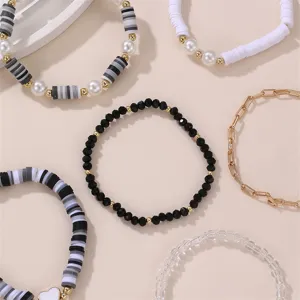 Böhmische Tonperlen Armband Set für Damen, modische mehrschichtige Handgelenk Schmuck.