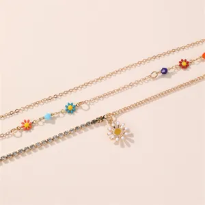 Mehrlagige Strass Gänseblümchen Taillenkette für Damen, schicker Sommer Strand Körperschmuck.