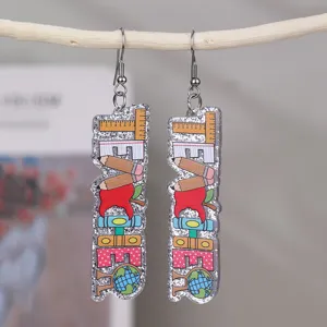 Boucles d'oreilles en resine theme ecole crayon livre design cadeau bijoux femme