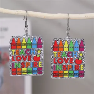 Boucles d'oreilles crayon acrylique pour femmes, cadeau de rentree bijou tendance.