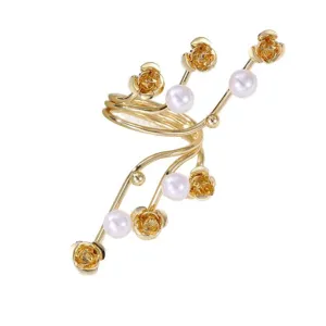 Bracciale anello aperto perla rosa oro tendenza moda estate polsino gioielli per donna