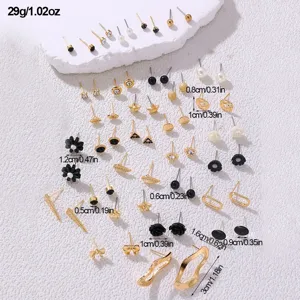 Großhandel 30 Paar Ohrstecker Set, süße geometrische Perlen Diamant Ohrringe Damen.