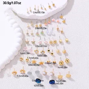 Großhandel 30 Paar Ohrstecker Set, süße Perle Diamant geometrische Design Frauen Ohrringe.