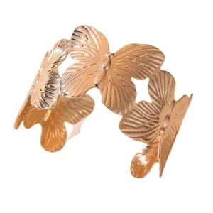Modische Schmetterling Metall Armreif für Damen, elegante hohle breite Handgelenk Schmuck.