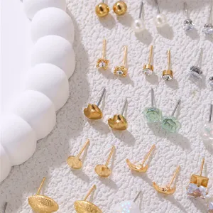 Großhandel 30 Paar Ohrstecker Set, zarte Diamant Perle und geometrisches Design für Damen