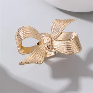 Goldfarbener Metall Schleife Ring verstellbar geometrisch Damen Schmuck Accessoire