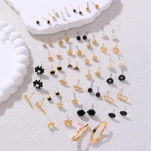 30 Paare Ohrringe Set Perle Strass Geometrisch süße Mode Damen Schmuck Geschenke