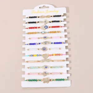 Modische böser blick perlen armband set für damen bunte geflochtene schmuck geschenke