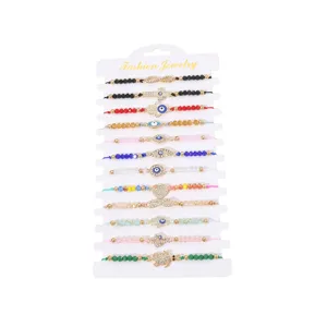 Böser Blick Perlen Armband Set Mode geflochtene Charms Armbänder für Frauen Schmuck