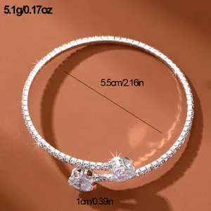 Exquisites offenes Strass Armband mit doppelten Kristall Enden, eleganter Silberschmuck.