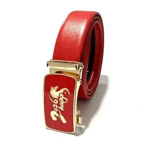 Cintura da Uomo Casual con Fibbia Automatica in Ecopelle Rosso Nero Fascia Motivo Zodiacale Regalo Festivo
