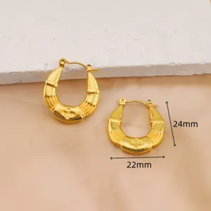 Stainless Steel Gold Plated Geometric Hoop Earrings For Women Men Fashion Ins Style Minimalist Jewelry Gift