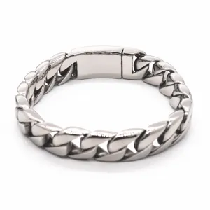 Stainless steel cuban link bracelet for men punk style thick metal chain jewelry wristband