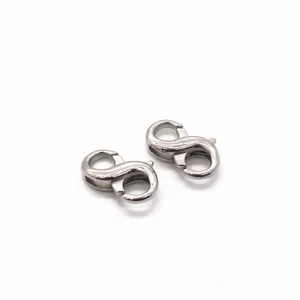 Mosqueton de resorte de metal en forma de 8 doble hebilla para accesorios de joyeria
