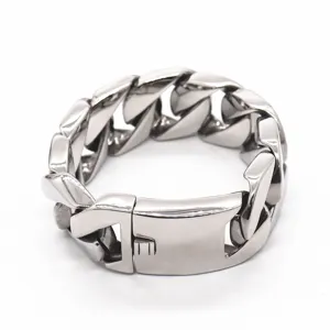 Men's titanium steel heavy cuban link bracelet punk style chunky silver chain jewelry for him