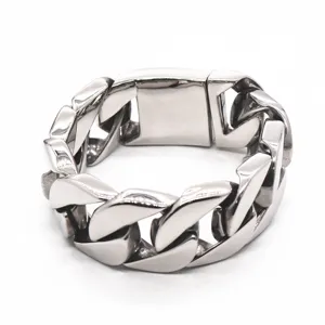 Punk Style Heavy Cuban Link Chain Bracelet For Men Stainless Steel High Polished Rock Heavy Chain Bracelets Fashion Jewelry
