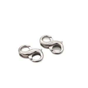 Cierre de resorte de metal plateado en forma de 8 doble mosquetón accesorio joyería DIY