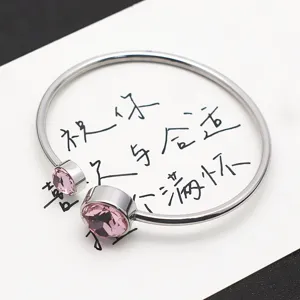 Pulsera abierta geométrica con cristales redondos, joyería de cristal austríaco de moda.