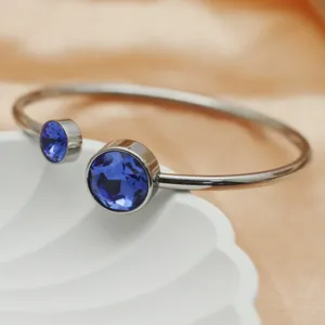 Pulsera de brazalete abierta de cristal redondo geometrico moda cristal austriaco