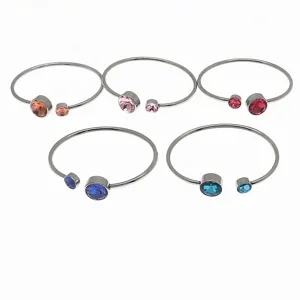 Brazalete abierto de moda con cristales coloridos joyas elegantes para mujer top