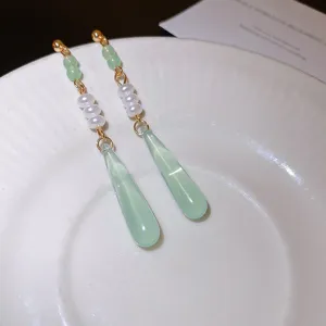 Orecchini pendenti goccia perla resina dolce eleganti gioielli dorati da donna stile alla moda