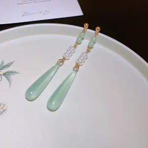 Orecchini pendenti perla resina freschi stile vacanza dolci gioielli metallo oro