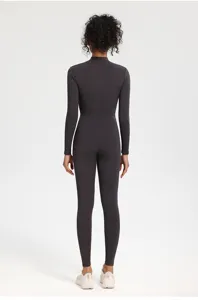 Damen Langarm Gefütterter Yoga Jumpsuit Sport Body für Fitness und Laufen im Winter