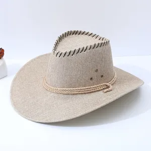 Men's outdoor travel sun hat casual western cowboy straw beach cap stylish sun protection