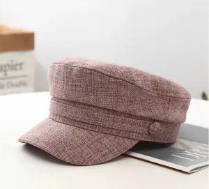 Women's spring summer thin linen cotton sailor cap minimalist stylish sun protection hat