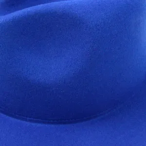 Blue wool felt hat close up fabric texture detail autumn winter fashion accessory