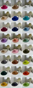 Vista detallada que muestra variaciones de color del sombrero de lana vintage con ala.