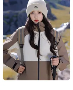 Detailed view of the autumn winter warm knitted beanie hat for women outdoor hiking cold hat.
