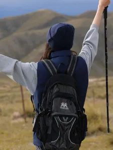 Outdoor winter knitted beanie detail view, warm wool hat for women hiking and daily wear.