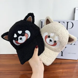 Cute Cartoon Animal Ears Lambswool Baseball Cap Winter Warm Thickened Duckbill Hat Women Casual Plush Sun Protection Hat